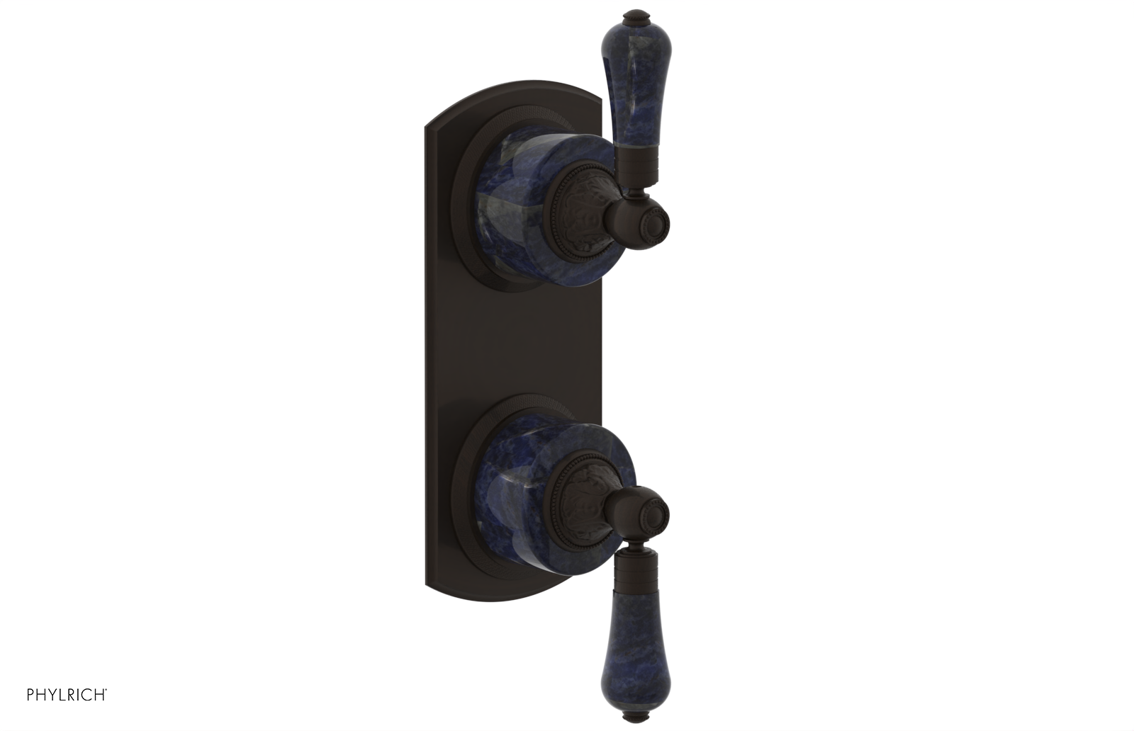 VERSAILLES 1/2" Mini Thermostatic Valve with Volume Control or Diverter - Bleu Sodalite Lever Handles 4-459A