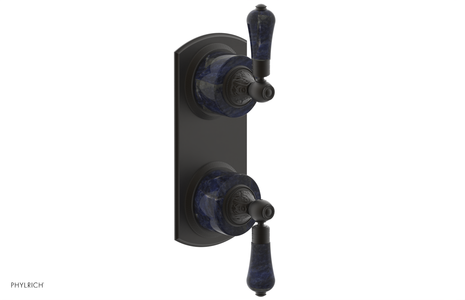 VERSAILLES 1/2" Mini Thermostatic Valve with Volume Control or Diverter - Bleu Sodalite Lever Handles 4-459A