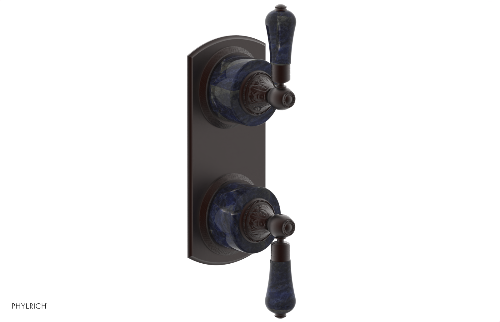 VERSAILLES 1/2" Mini Thermostatic Valve with Volume Control or Diverter - Bleu Sodalite Lever Handles 4-459A