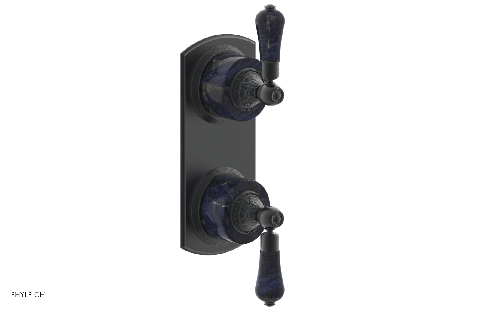 VERSAILLES 1/2" Mini Thermostatic Valve with Volume Control or Diverter - Bleu Sodalite Lever Handles 4-459A