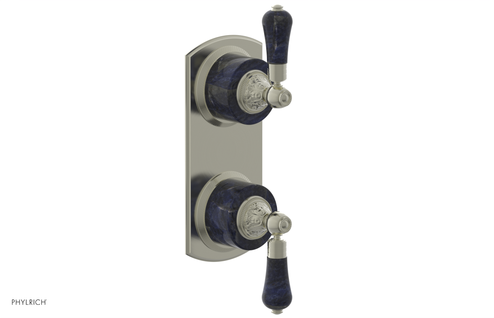 VERSAILLES 1/2" Mini Thermostatic Valve with Volume Control or Diverter - Bleu Sodalite Lever Handles 4-459A