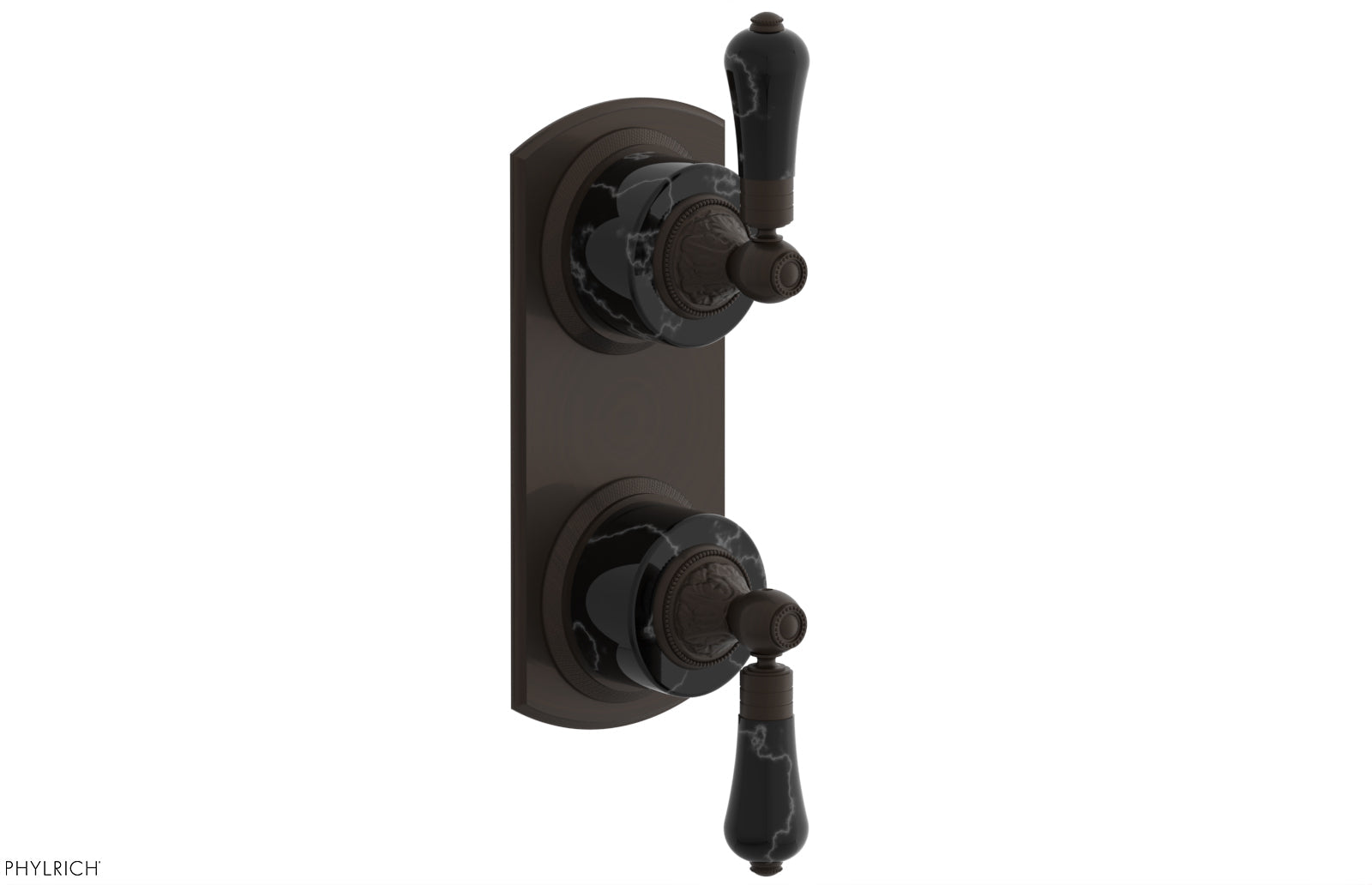 VERSAILLES 1/2" Mini Thermostatic Valve with Volume Control or Diverter - Frienze Black Lever Handles 4-459C