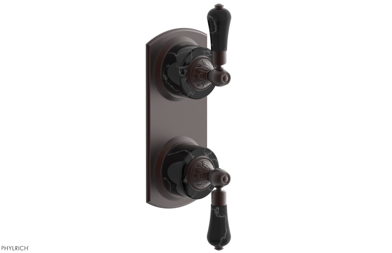 VERSAILLES 1/2" Mini Thermostatic Valve with Volume Control or Diverter - Frienze Black Lever Handles 4-459C