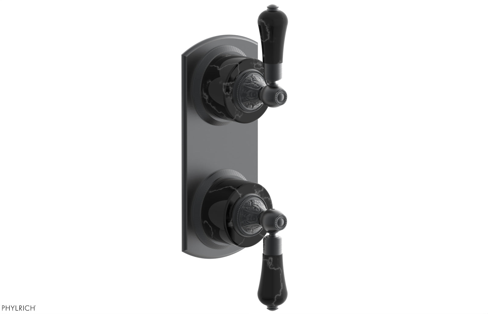 VERSAILLES 1/2" Mini Thermostatic Valve with Volume Control or Diverter - Frienze Black Lever Handles 4-459C