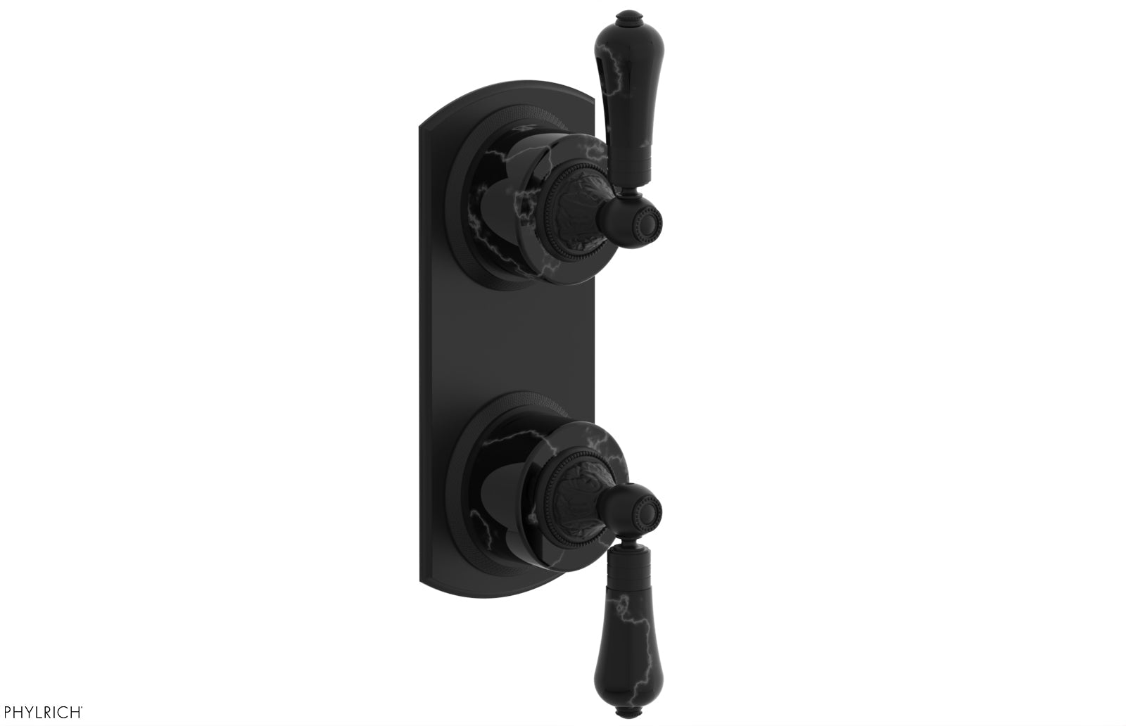 VERSAILLES 1/2" Mini Thermostatic Valve with Volume Control or Diverter - Frienze Black Lever Handles 4-459C