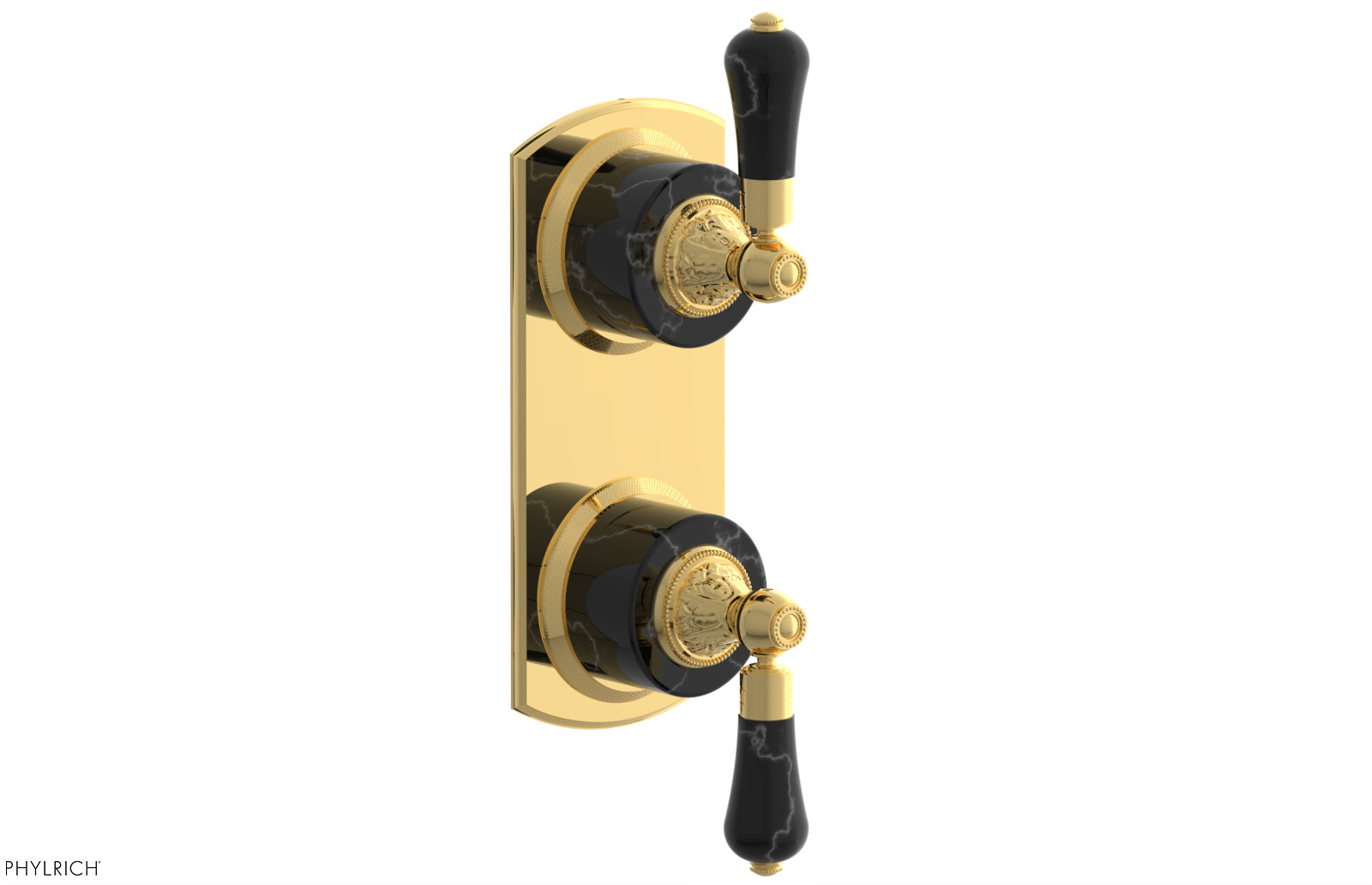 VERSAILLES 1/2" Mini Thermostatic Valve with Volume Control or Diverter - Frienze Black Lever Handles 4-459C