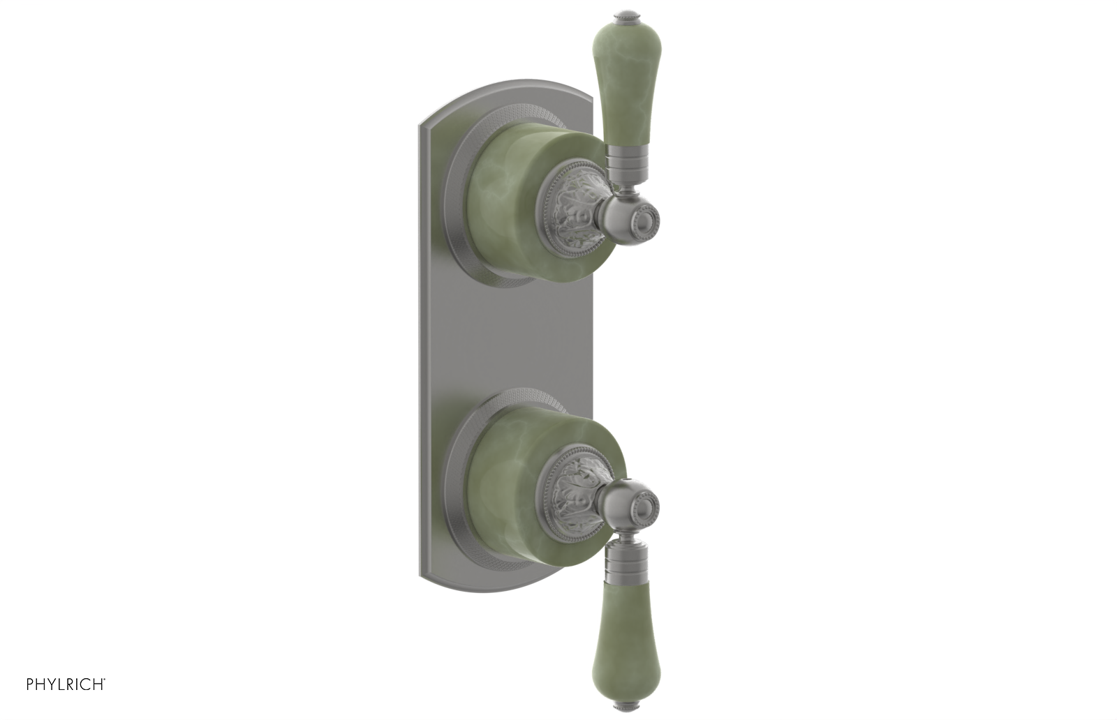 VERSAILLES 1/2" Mini Thermostatic Valve with Volume Control or Diverter - Green Onyx Lever Handles 4-459F
