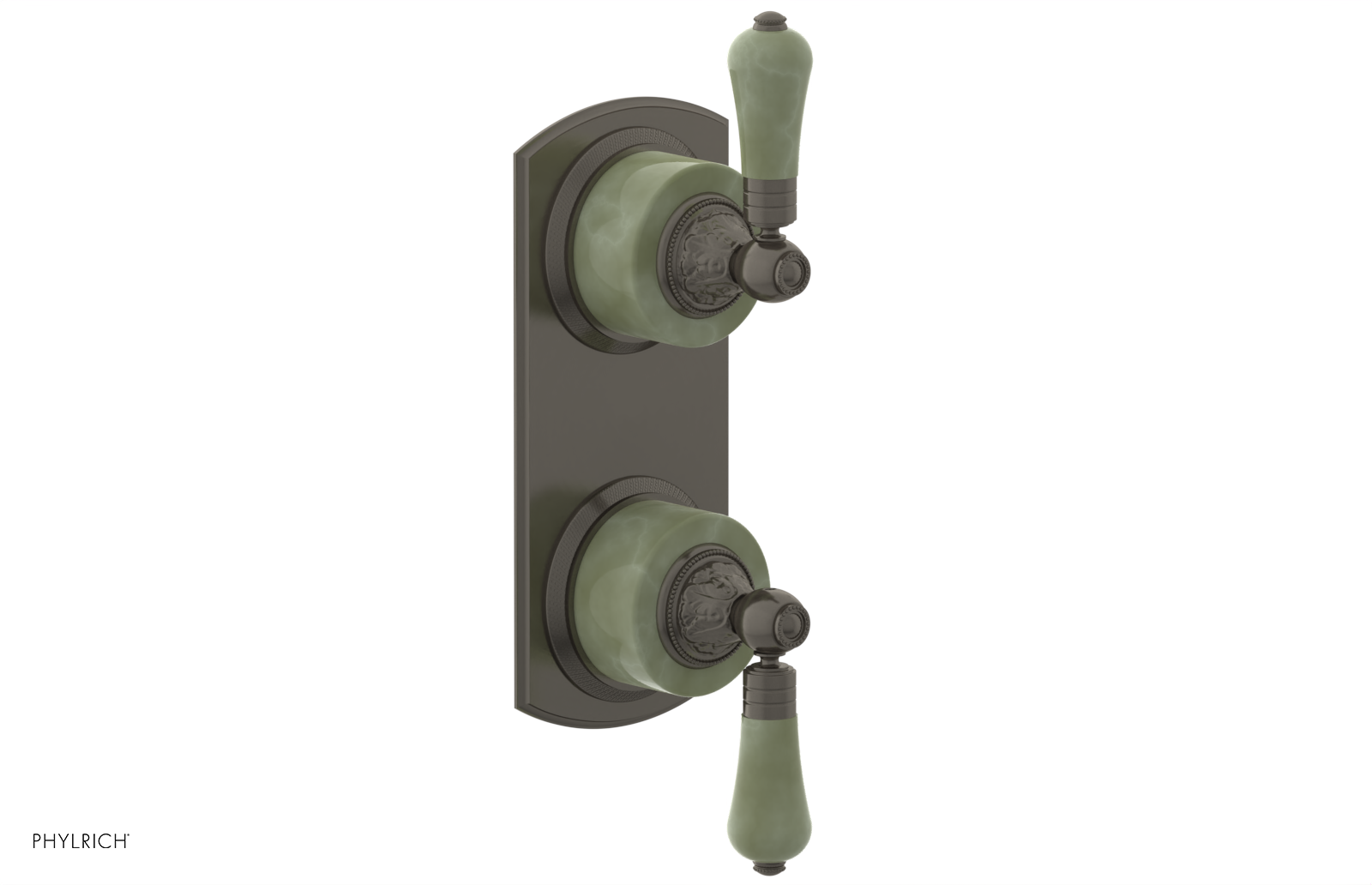 VERSAILLES 1/2" Mini Thermostatic Valve with Volume Control or Diverter - Green Onyx Lever Handles 4-459F