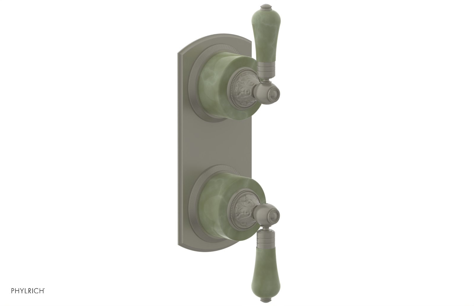 VERSAILLES 1/2" Mini Thermostatic Valve with Volume Control or Diverter - Green Onyx Lever Handles 4-459F