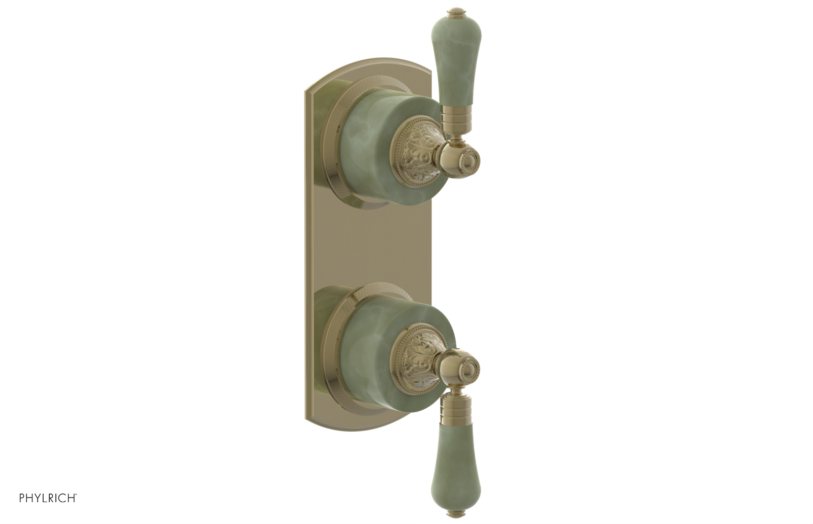VERSAILLES 1/2" Mini Thermostatic Valve with Volume Control or Diverter - Green Onyx Lever Handles 4-459F