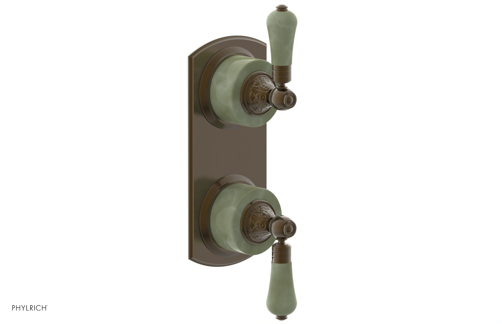 VERSAILLES 1/2" Mini Thermostatic Valve with Volume Control or Diverter - Green Onyx Lever Handles 4-459F