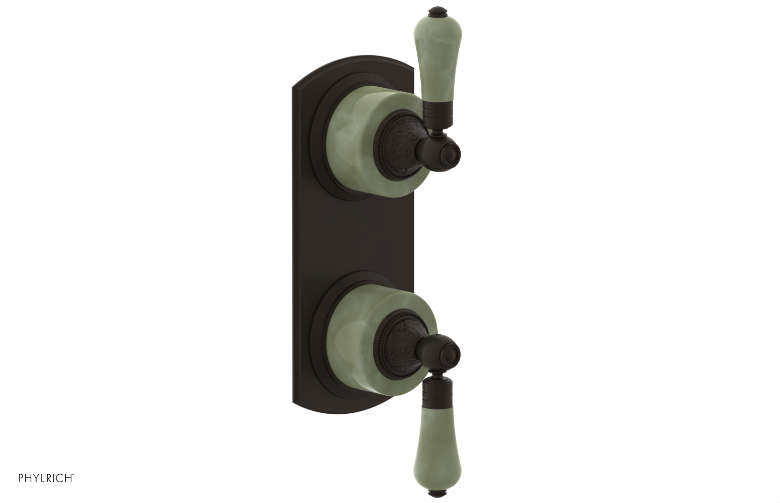VERSAILLES 1/2" Mini Thermostatic Valve with Volume Control or Diverter - Green Onyx Lever Handles 4-459F
