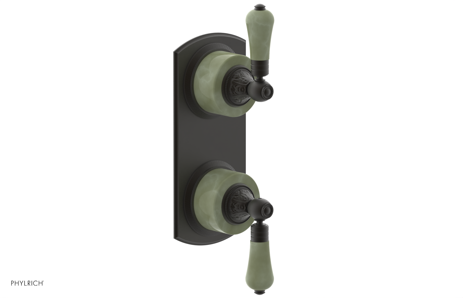 VERSAILLES 1/2" Mini Thermostatic Valve with Volume Control or Diverter - Green Onyx Lever Handles 4-459F