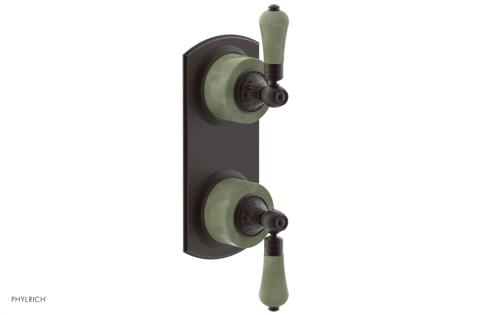 VERSAILLES 1/2" Mini Thermostatic Valve with Volume Control or Diverter - Green Onyx Lever Handles 4-459F