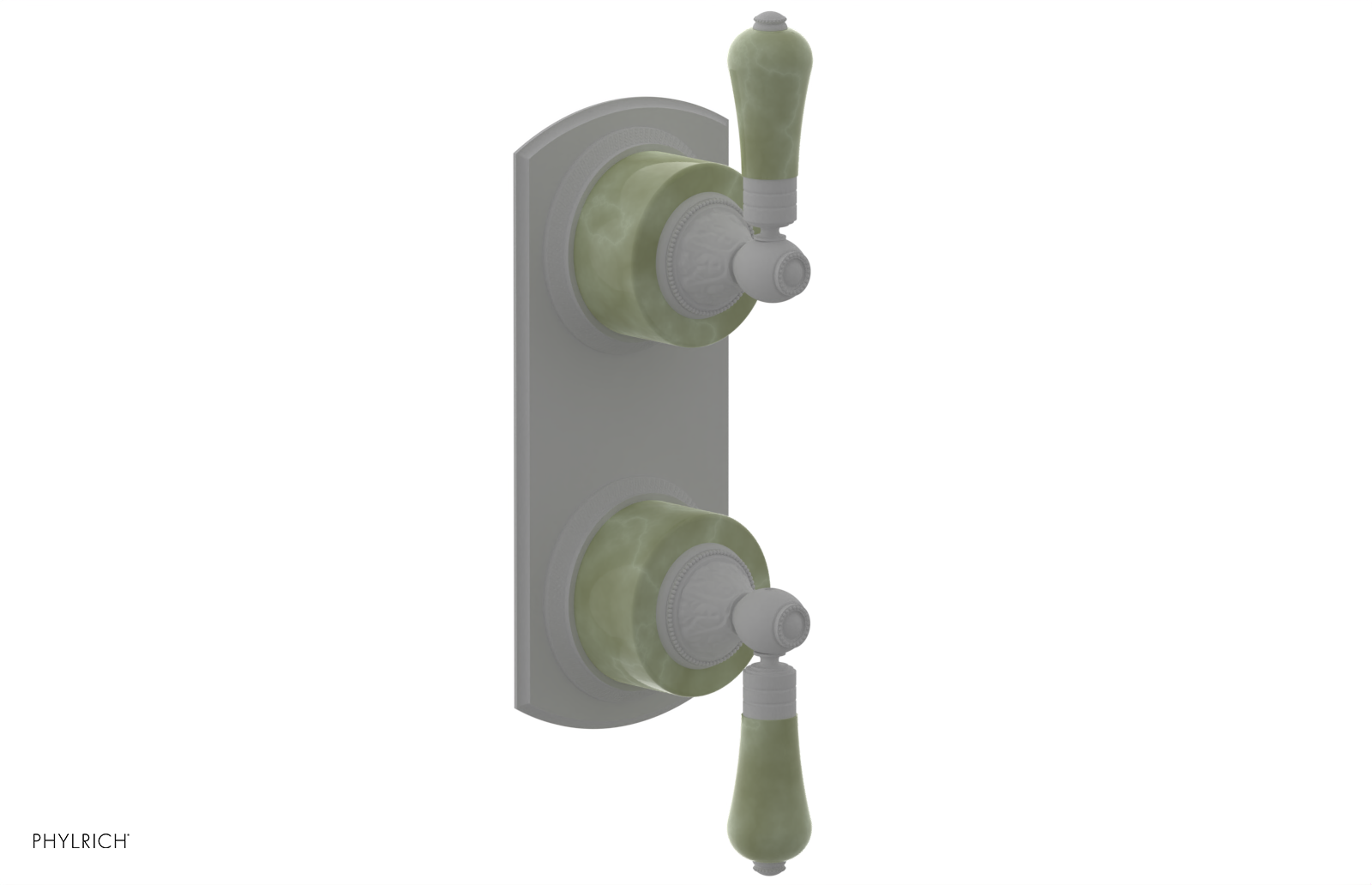 VERSAILLES 1/2" Mini Thermostatic Valve with Volume Control or Diverter - Green Onyx Lever Handles 4-459F