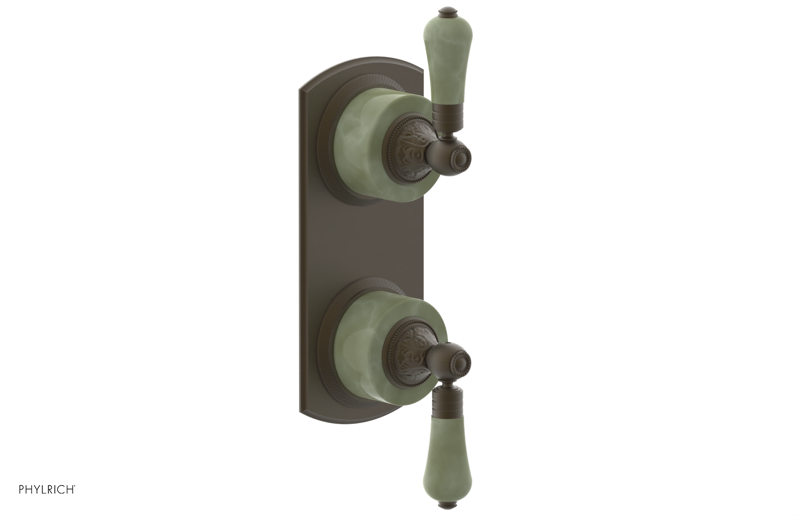 VERSAILLES 1/2" Mini Thermostatic Valve with Volume Control or Diverter - Green Onyx Lever Handles 4-459F