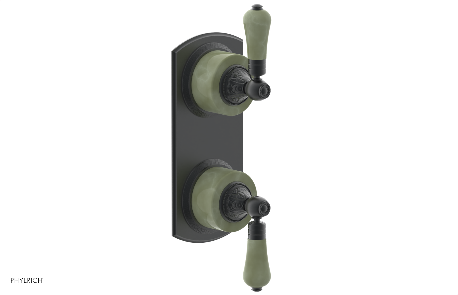 VERSAILLES 1/2" Mini Thermostatic Valve with Volume Control or Diverter - Green Onyx Lever Handles 4-459F