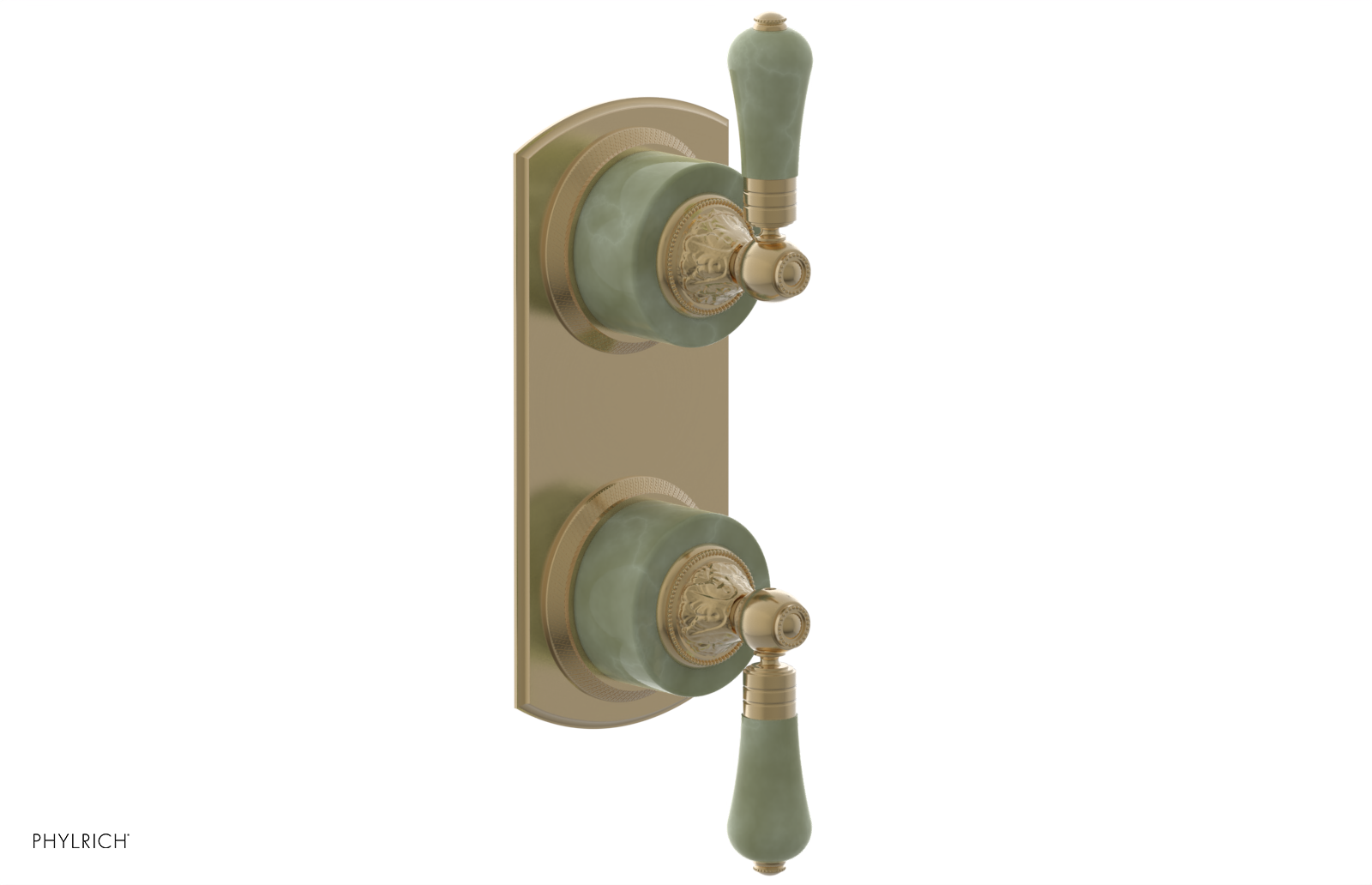 VERSAILLES 1/2" Mini Thermostatic Valve with Volume Control or Diverter - Green Onyx Lever Handles 4-459F