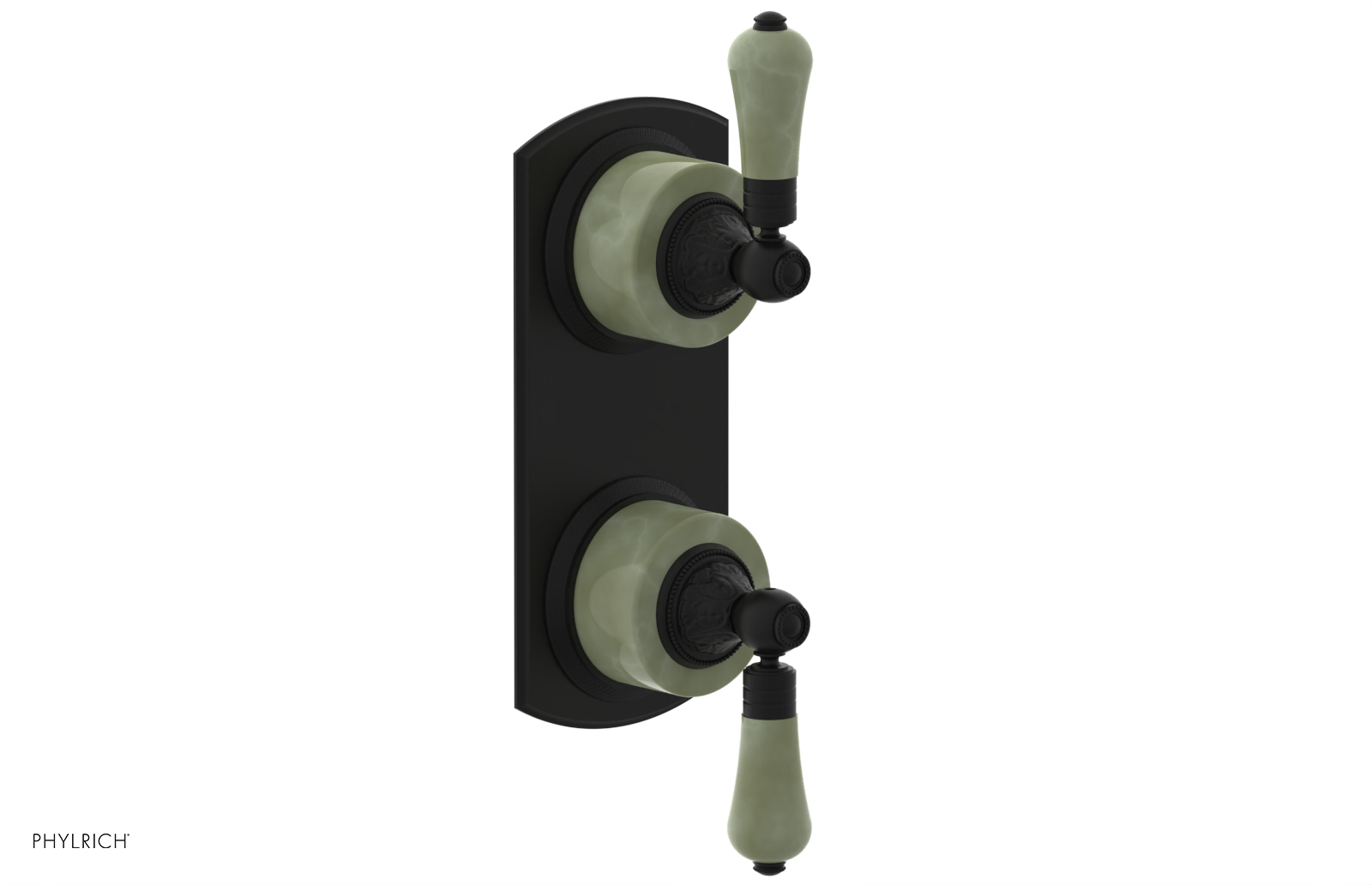VERSAILLES 1/2" Mini Thermostatic Valve with Volume Control or Diverter - Green Onyx Lever Handles 4-459F