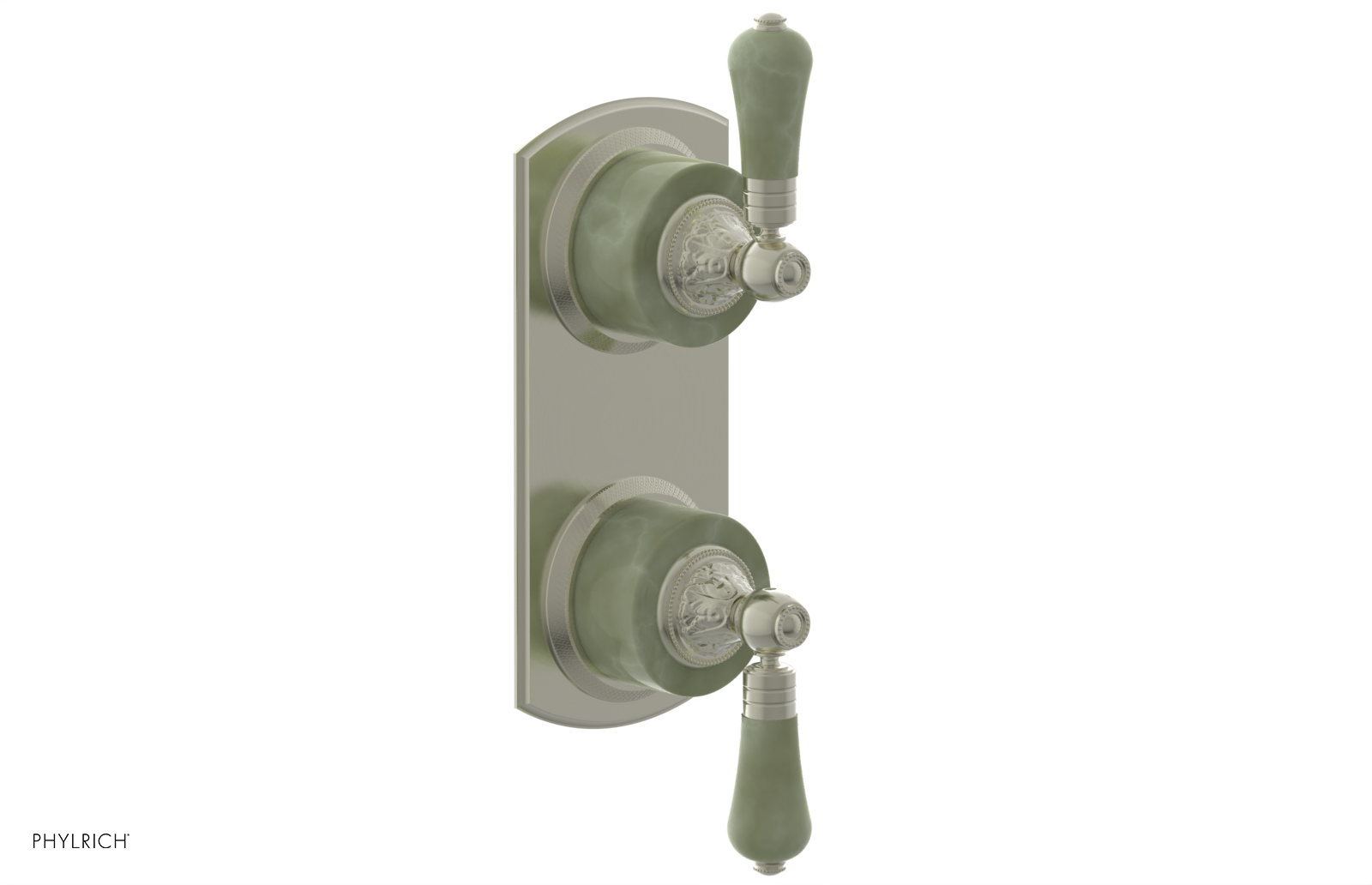 VERSAILLES 1/2" Mini Thermostatic Valve with Volume Control or Diverter - Green Onyx Lever Handles 4-459F