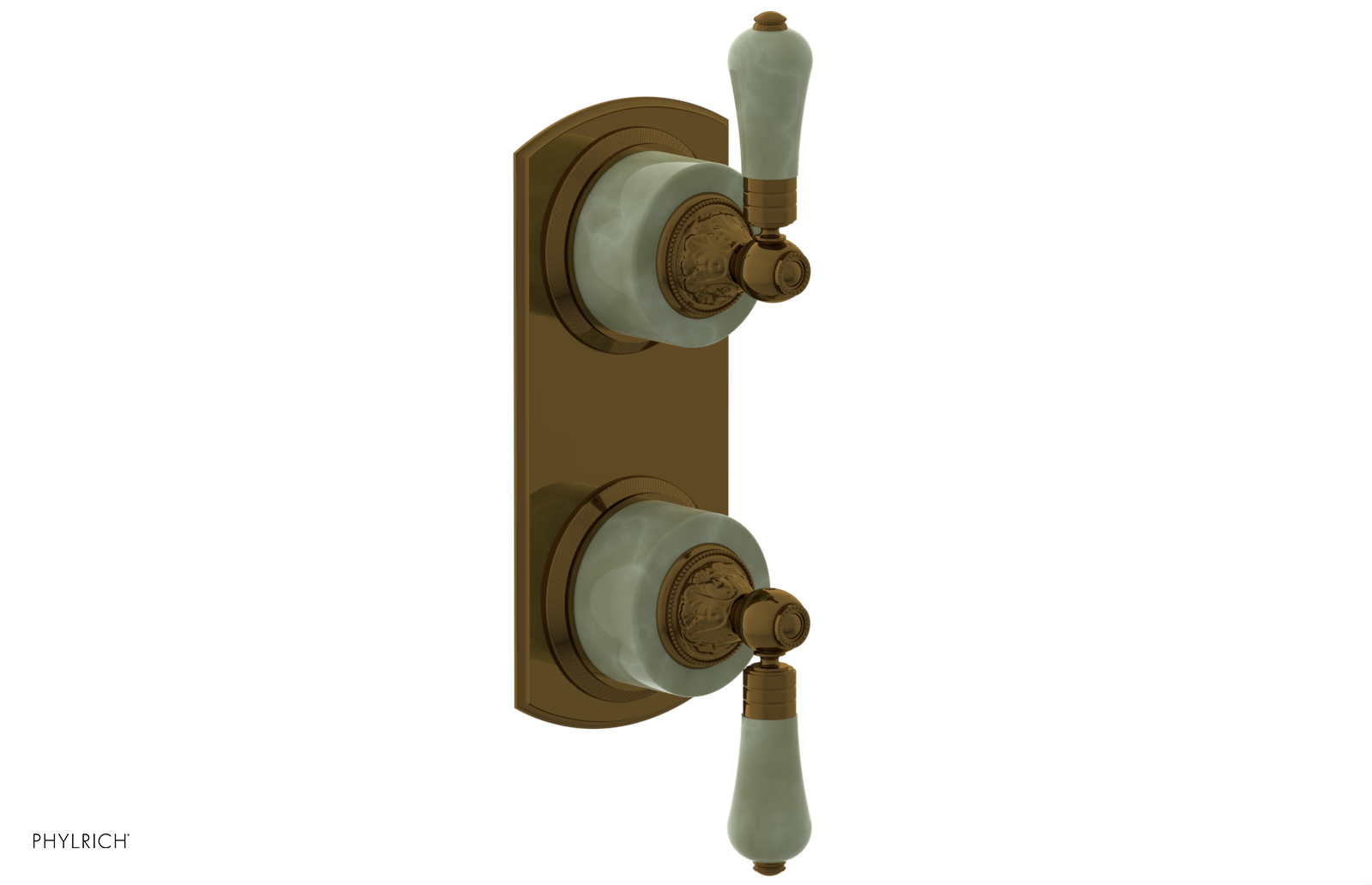VERSAILLES 1/2" Mini Thermostatic Valve with Volume Control or Diverter - Green Onyx Lever Handles 4-459F