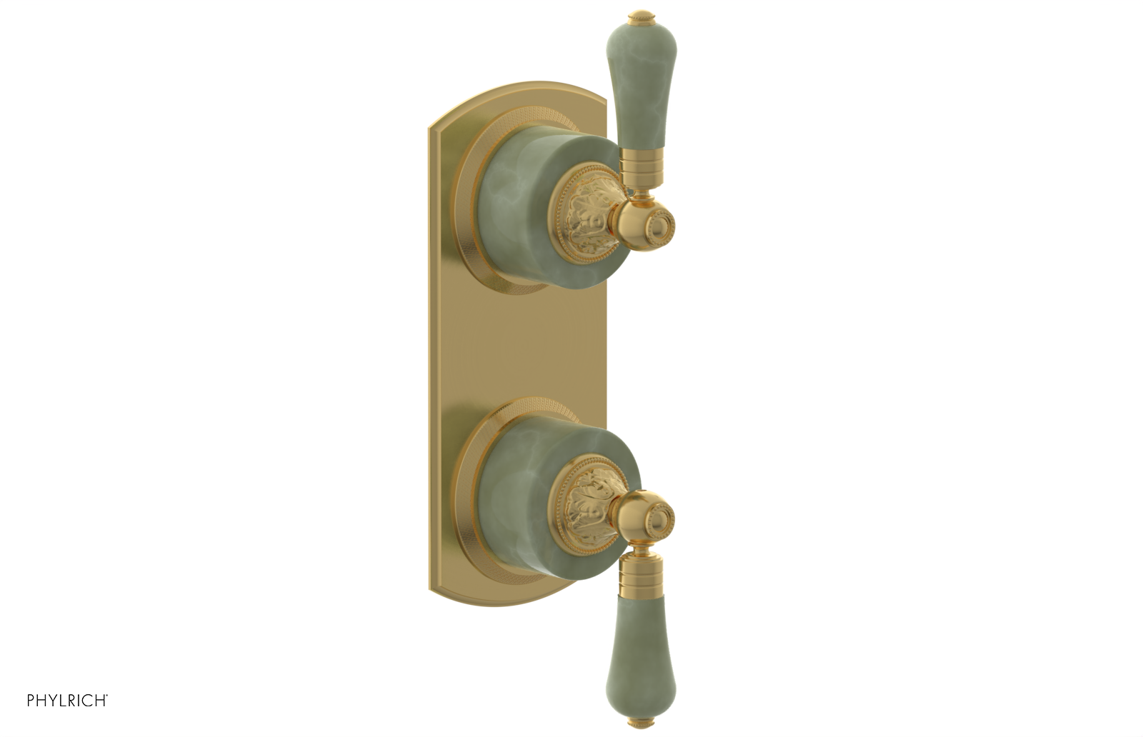 VERSAILLES 1/2" Mini Thermostatic Valve with Volume Control or Diverter - Green Onyx Lever Handles 4-459F