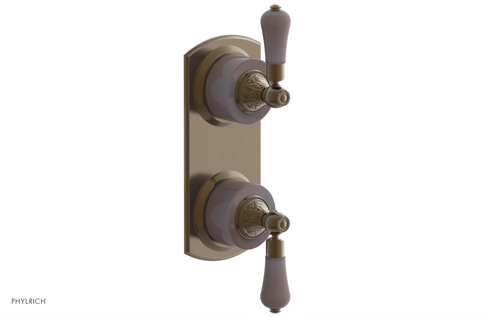 VERSAILLES 1/2" Mini Thermostatic Valve with Volume Control or Diverter - Pink Onyx Lever Handles 4-459G