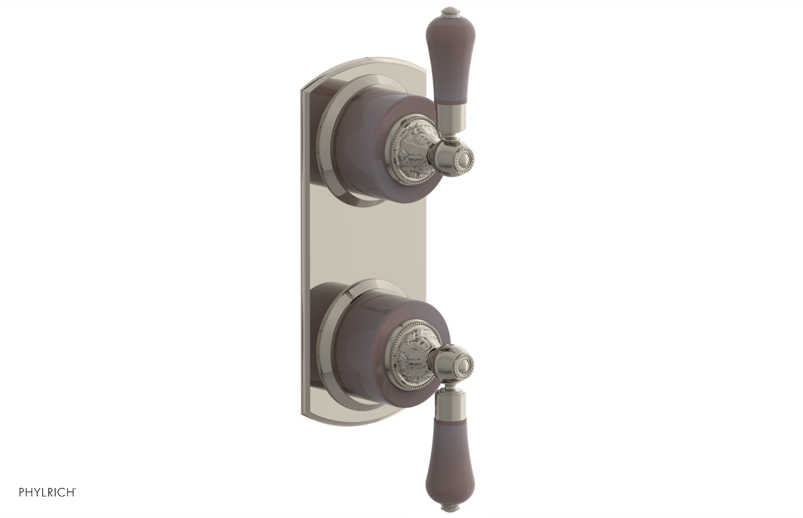 VERSAILLES 1/2" Mini Thermostatic Valve with Volume Control or Diverter - Pink Onyx Lever Handles 4-459G