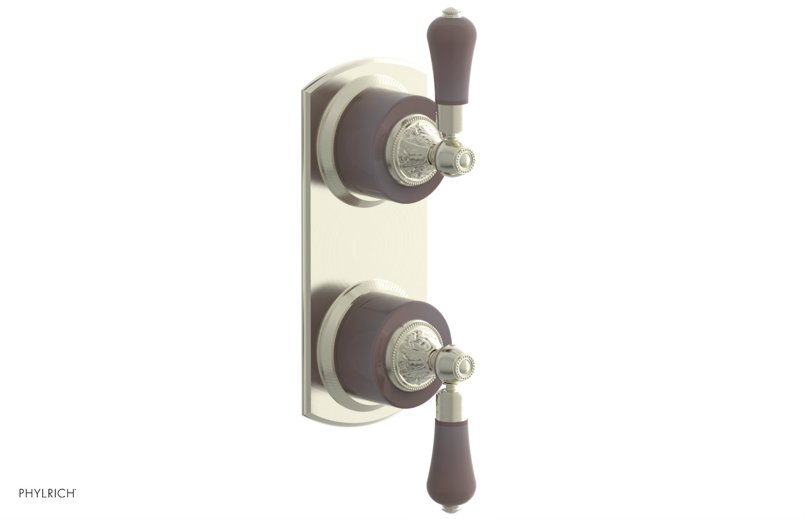 VERSAILLES 1/2" Mini Thermostatic Valve with Volume Control or Diverter - Pink Onyx Lever Handles 4-459G
