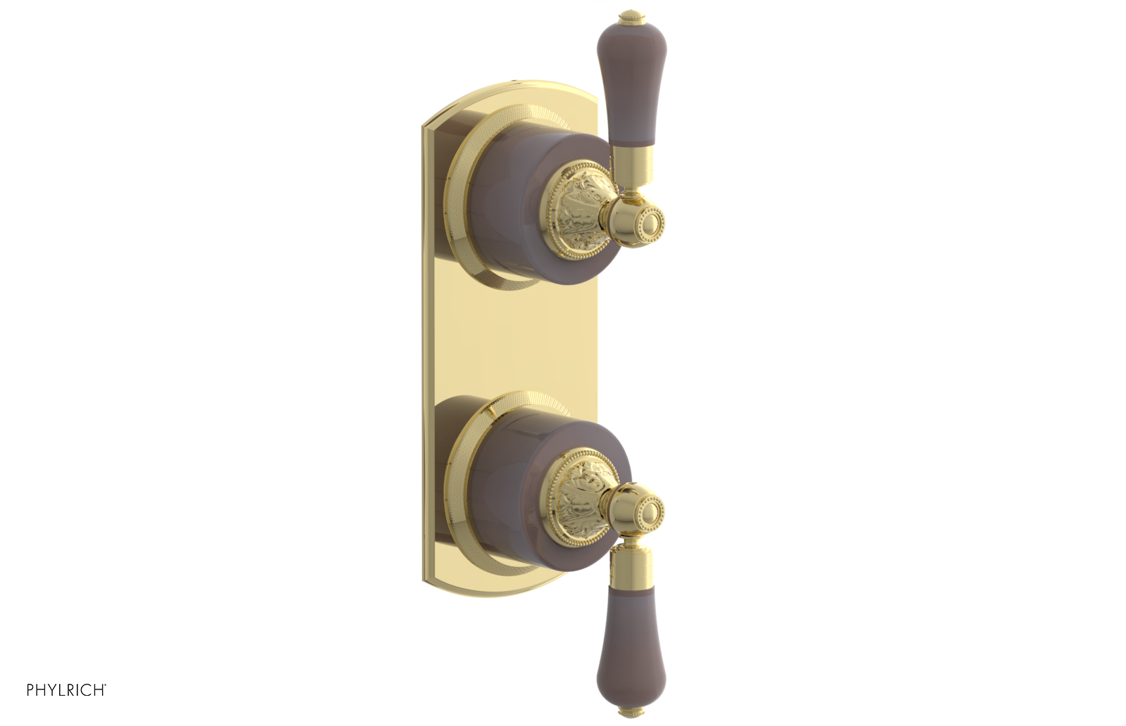 VERSAILLES 1/2" Mini Thermostatic Valve with Volume Control or Diverter - Pink Onyx Lever Handles 4-459G