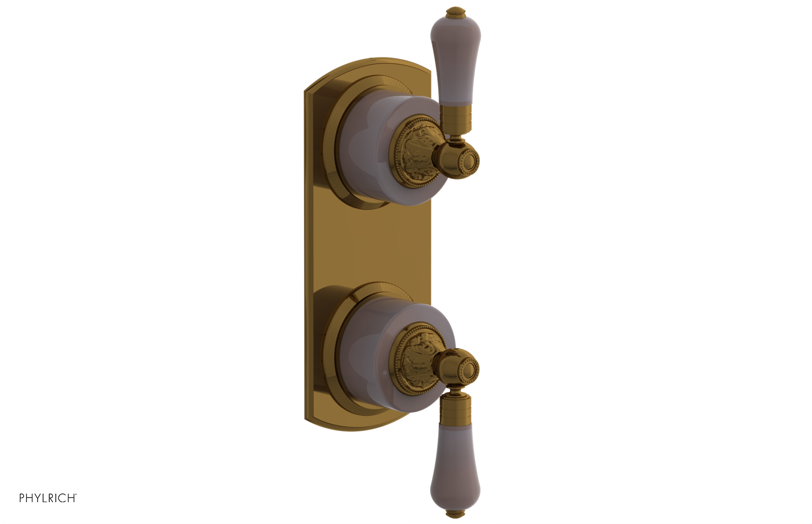 VERSAILLES 1/2" Mini Thermostatic Valve with Volume Control or Diverter - Pink Onyx Lever Handles 4-459G