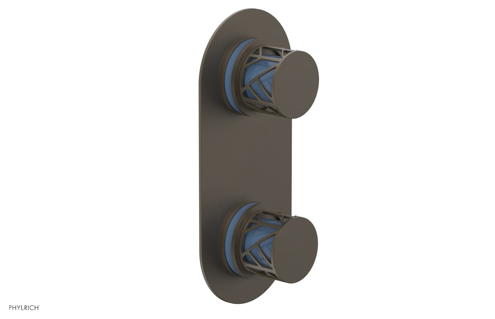JOLIE- Thermostatic Valve with Volume Control or Diverter with "Light Blue" Accents 4-589