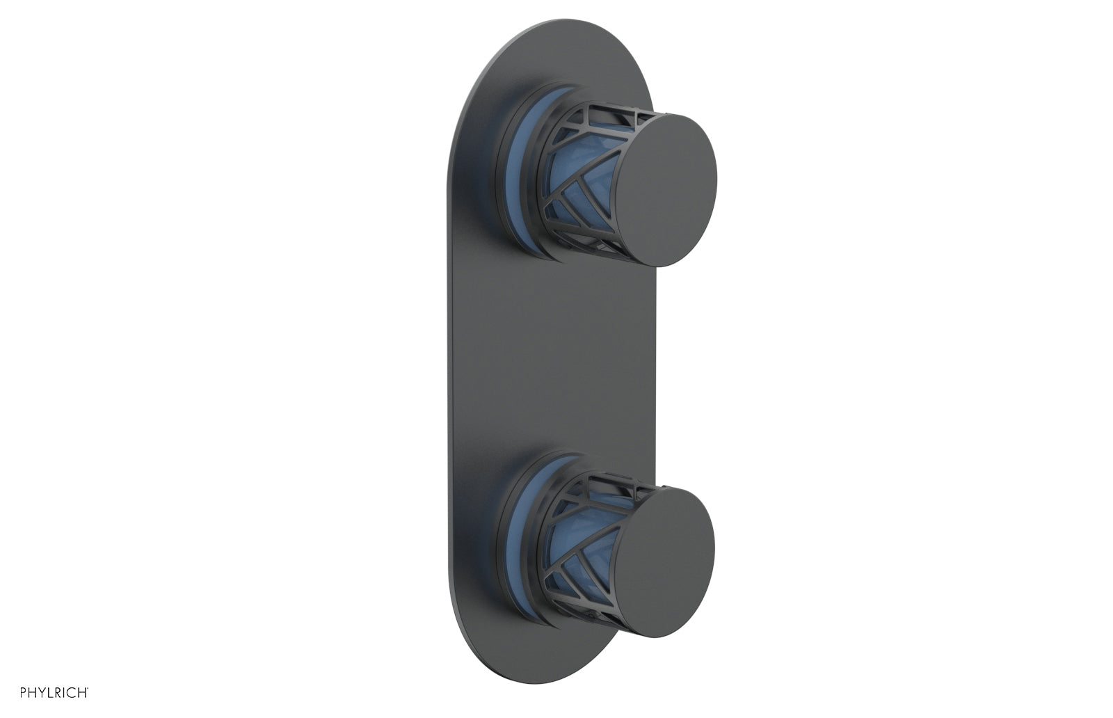 JOLIE- Thermostatic Valve with Volume Control or Diverter with "Light Blue" Accents 4-589