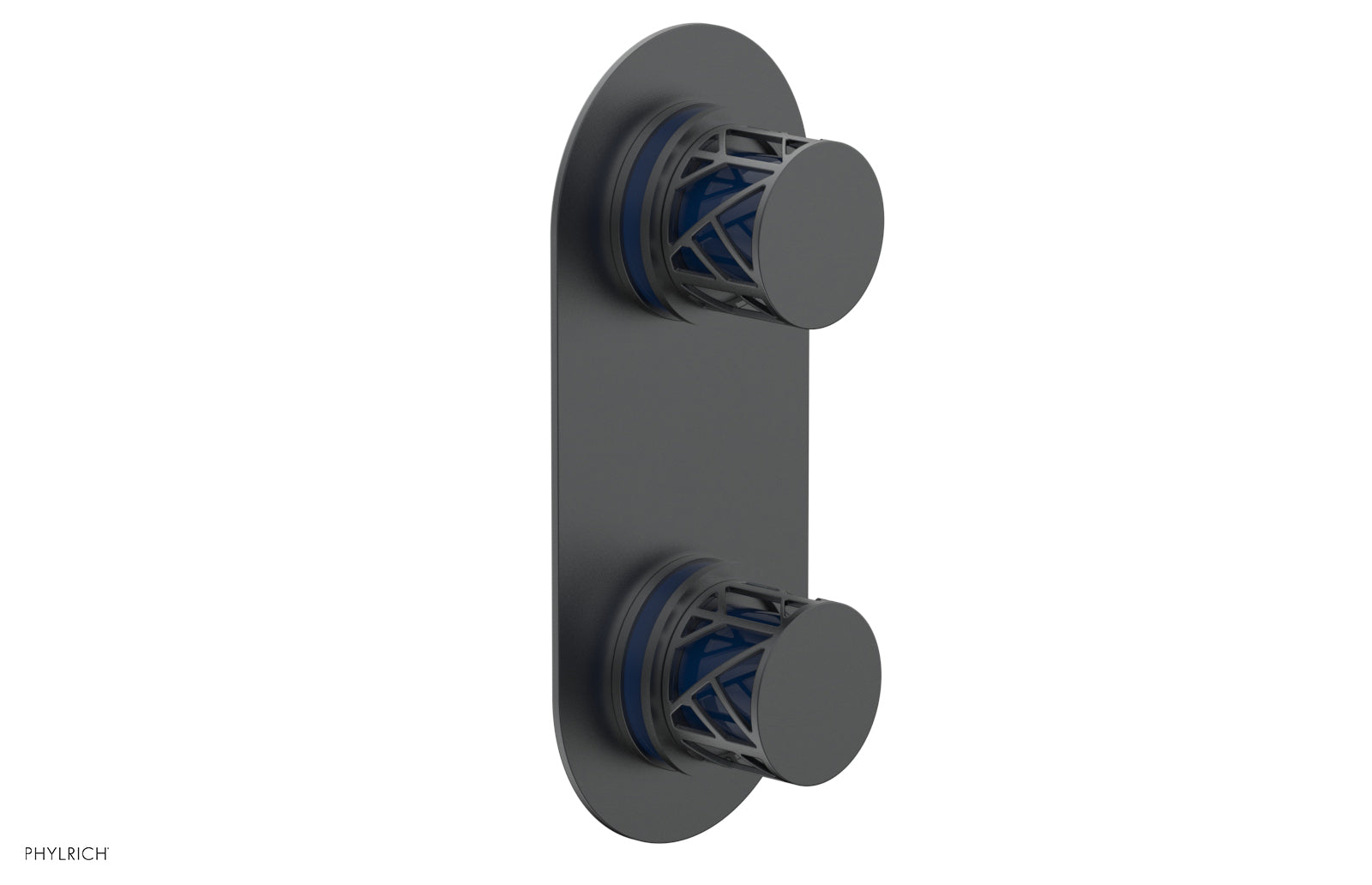 JOLIE- Thermostatic Valve with Volume Control or Diverter with "Navy Blue" Accents 4-589