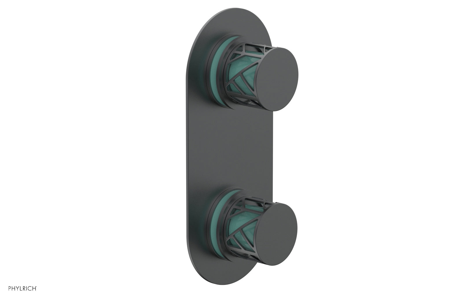 JOLIE- Thermostatic Valve with Volume Control or Diverter with "Turquoise" Accents 4-589