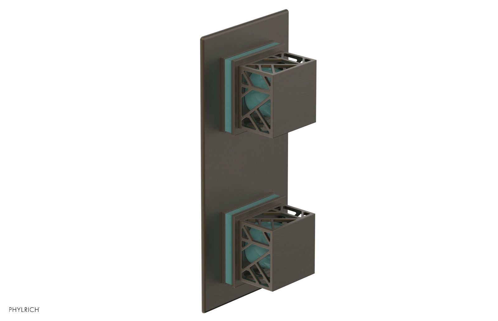 JOLIE- Thermostatic Valve with Volume Control or Diverter with "Turquoise" Accents 4-588