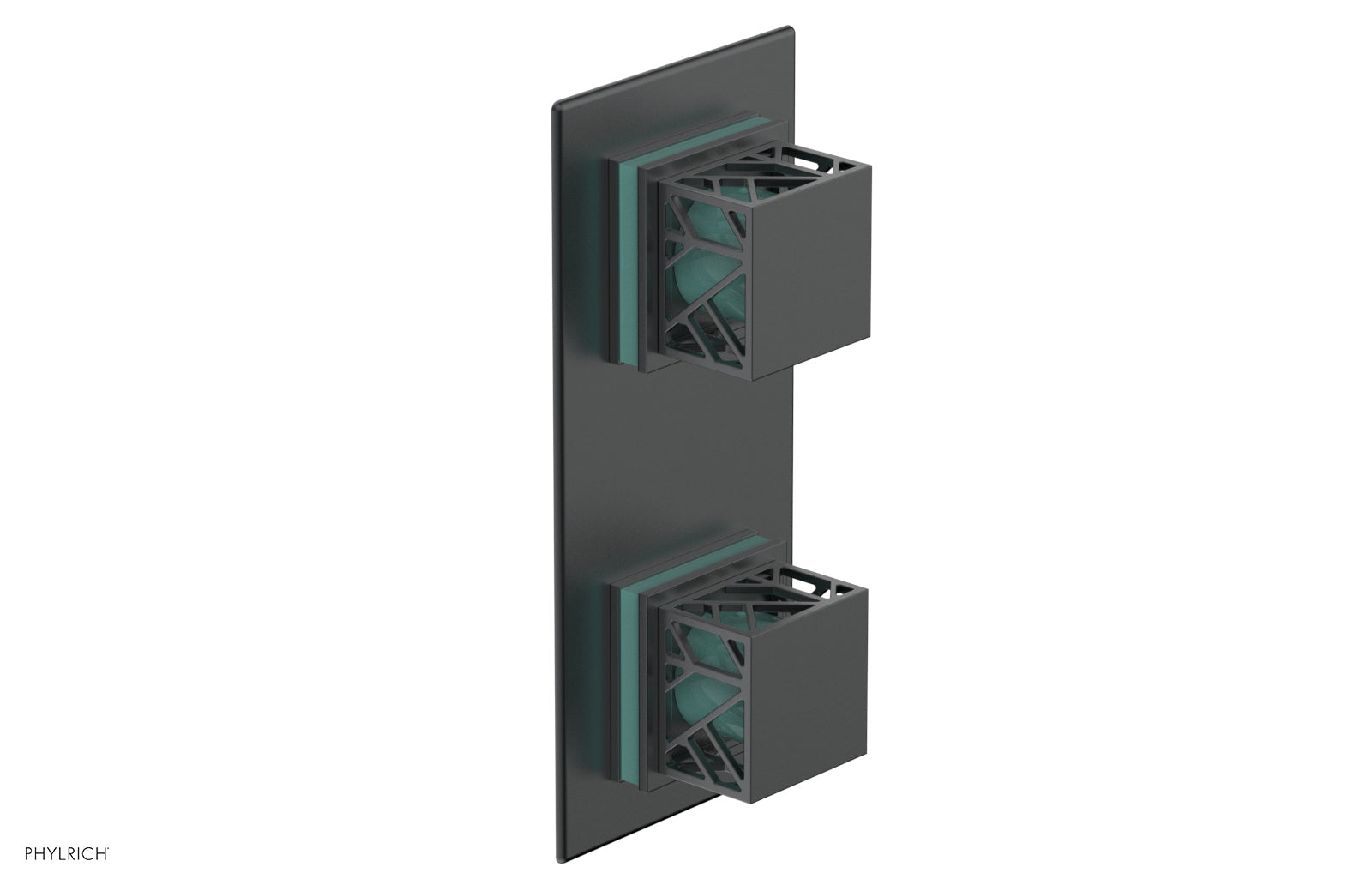 JOLIE- Thermostatic Valve with Volume Control or Diverter with "Turquoise" Accents 4-588
