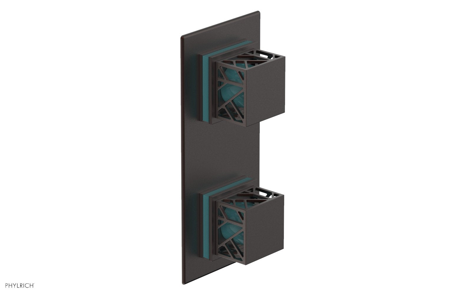JOLIE- Thermostatic Valve with Volume Control or Diverter with "Turquoise" Accents 4-588