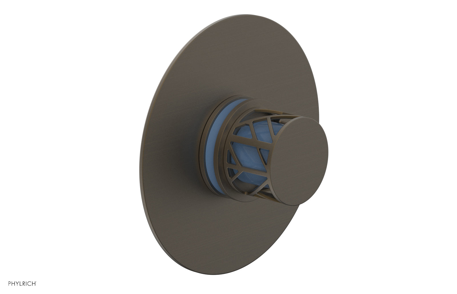 JOLIE Pressure Balance Shower Plate & Handle Trim, Round Handle with "Light Blue" Accents 4-592
