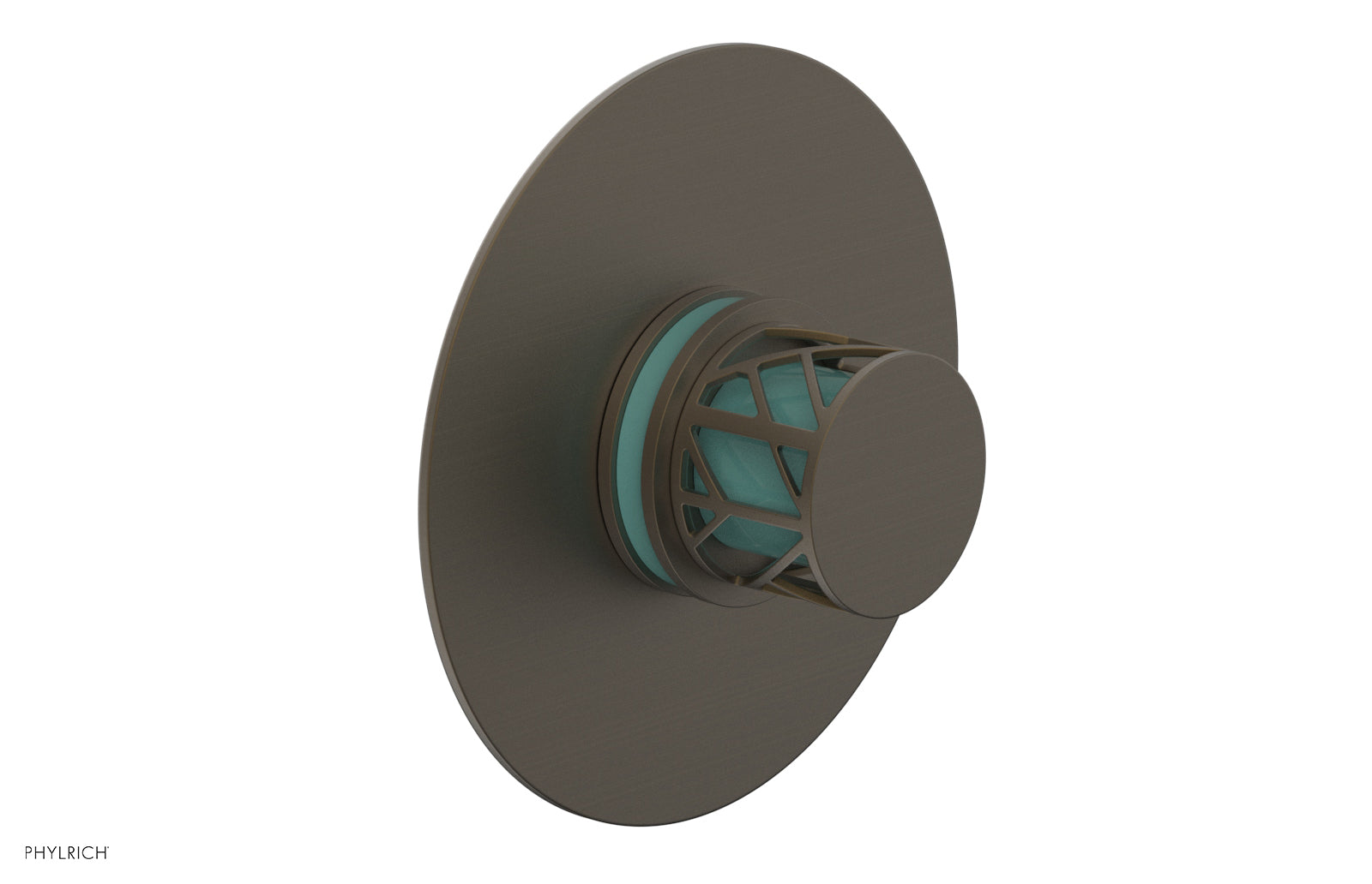 JOLIE Pressure Balance Shower Plate & Handle Trim, Round Handle with "Turquoise" Accents 4-592