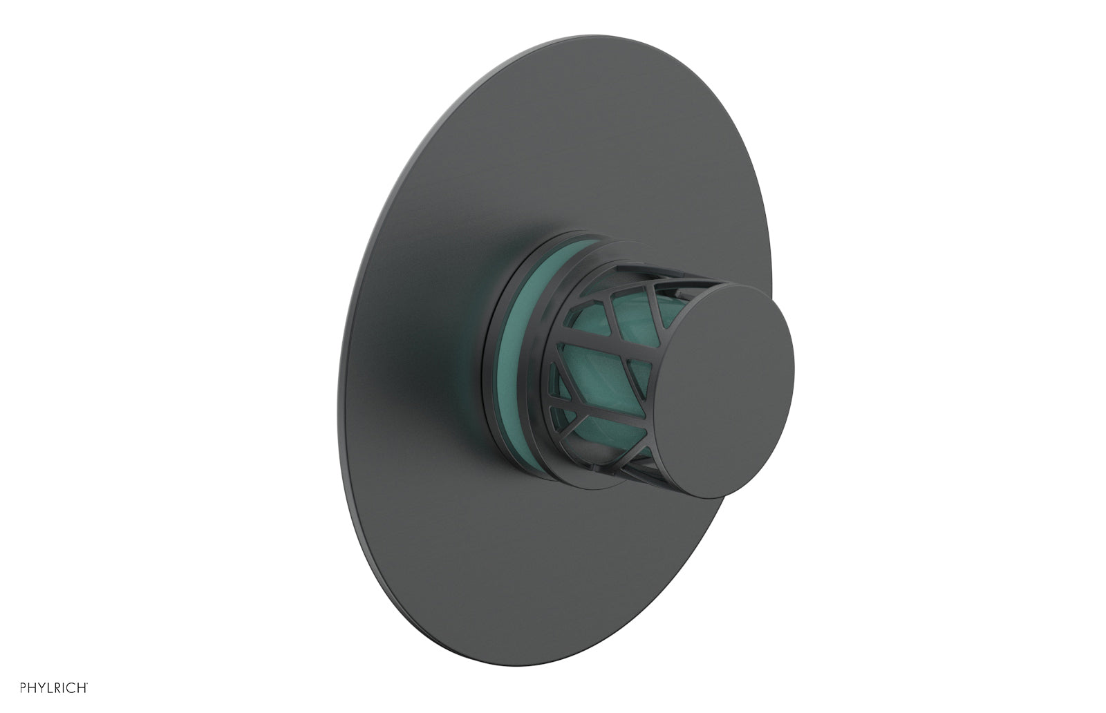 JOLIE Pressure Balance Shower Plate & Handle Trim, Round Handle with "Turquoise" Accents 4-592