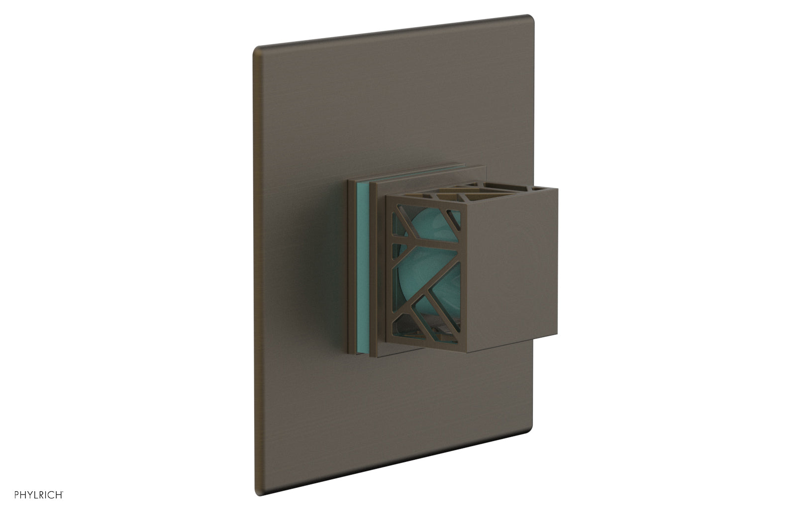 JOLIE Pressure Balance Shower Plate & Handle Trim, Square Handle with "Turquoise" Accents 4-593