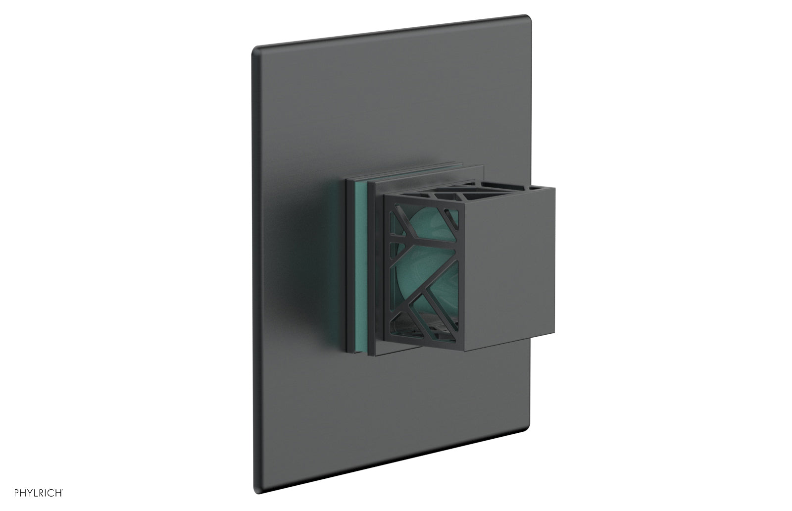 JOLIE Pressure Balance Shower Plate & Handle Trim, Square Handle with "Turquoise" Accents 4-593