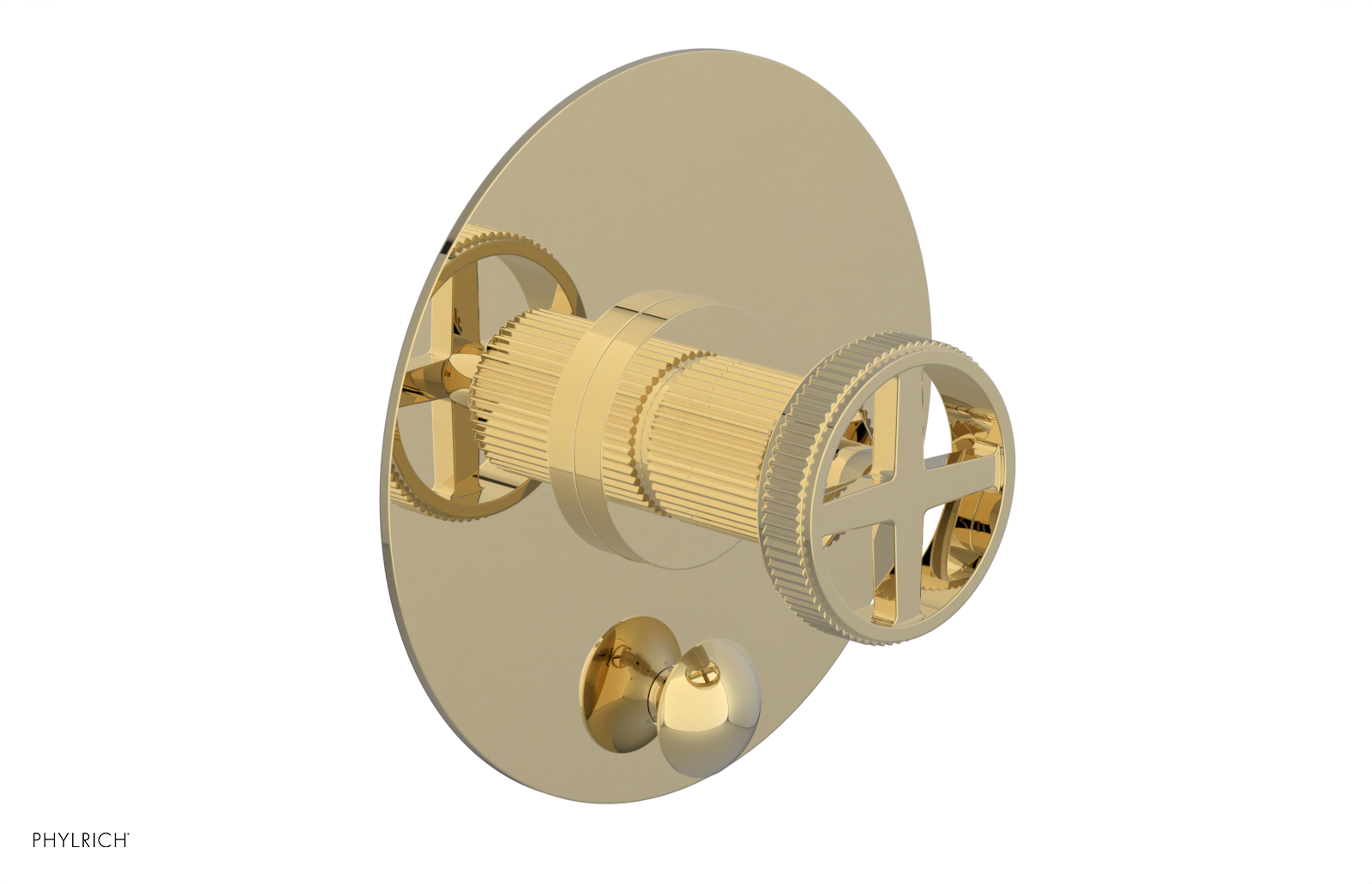 DUSTRIE - Pressure Balance Shower Plate with Diverter and Cross Handle Trim Set - Grooved 4-630