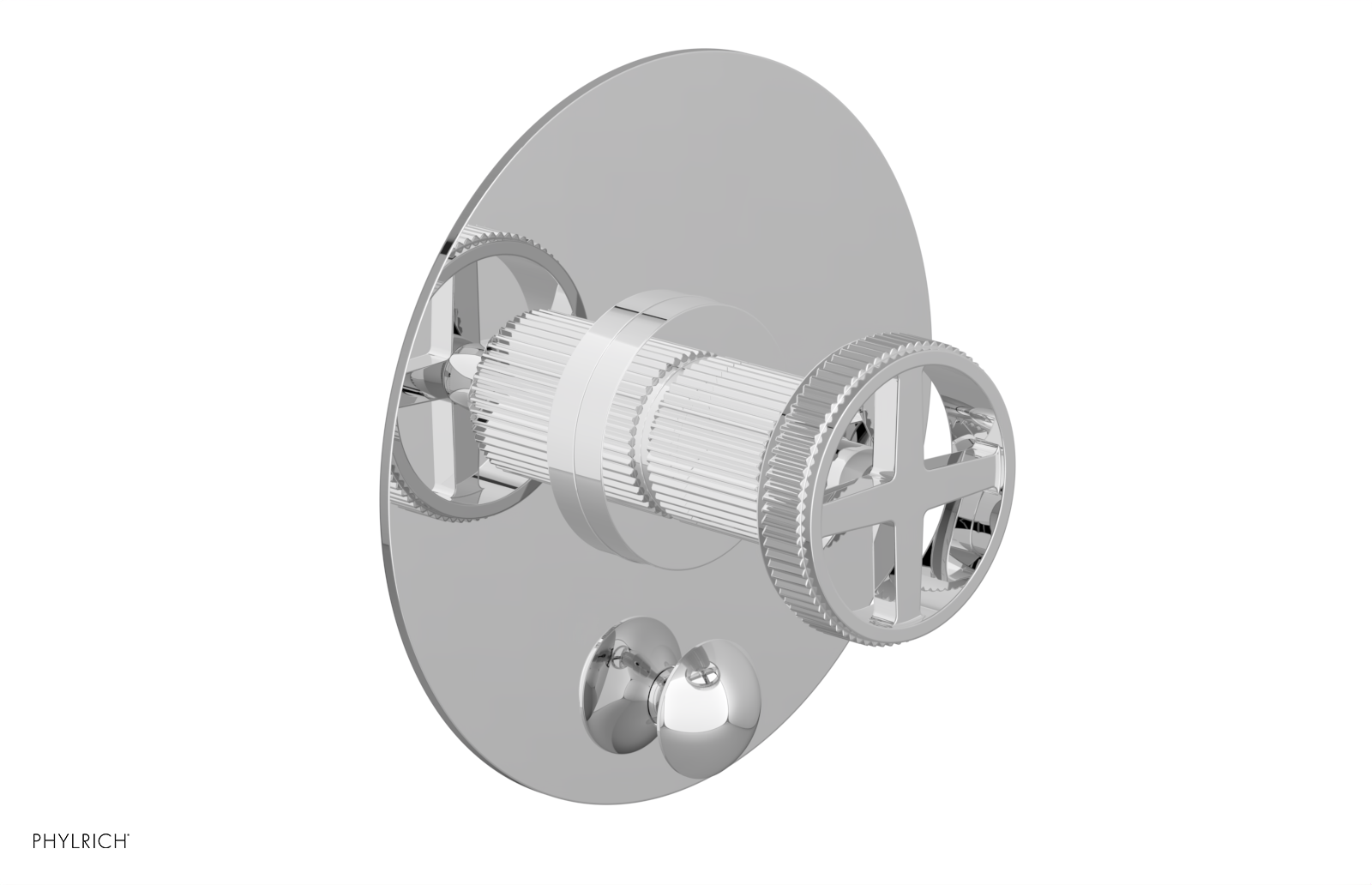 DUSTRIE - Pressure Balance Shower Plate with Diverter and Cross Handle Trim Set - Grooved 4-630