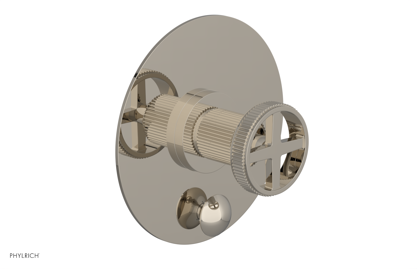 DUSTRIE - Pressure Balance Shower Plate with Diverter and Cross Handle Trim Set - Grooved 4-630