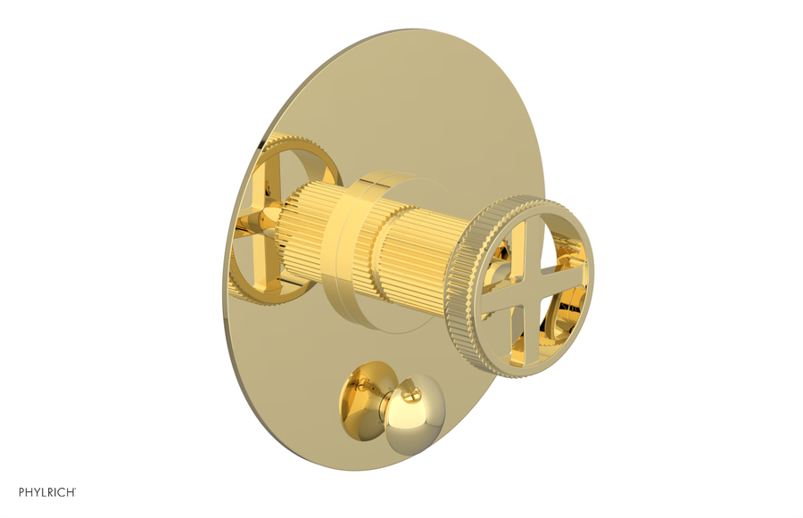 DUSTRIE - Pressure Balance Shower Plate with Diverter and Cross Handle Trim Set - Grooved 4-630