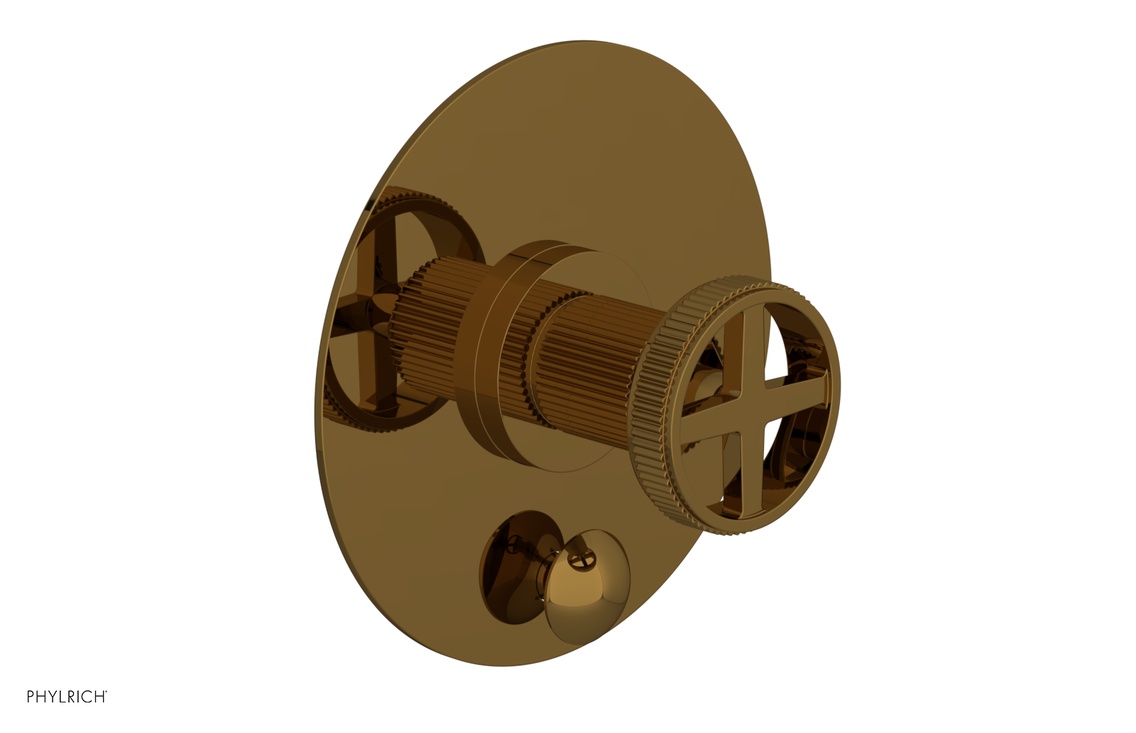 DUSTRIE - Pressure Balance Shower Plate with Diverter and Cross Handle Trim Set - Grooved 4-630