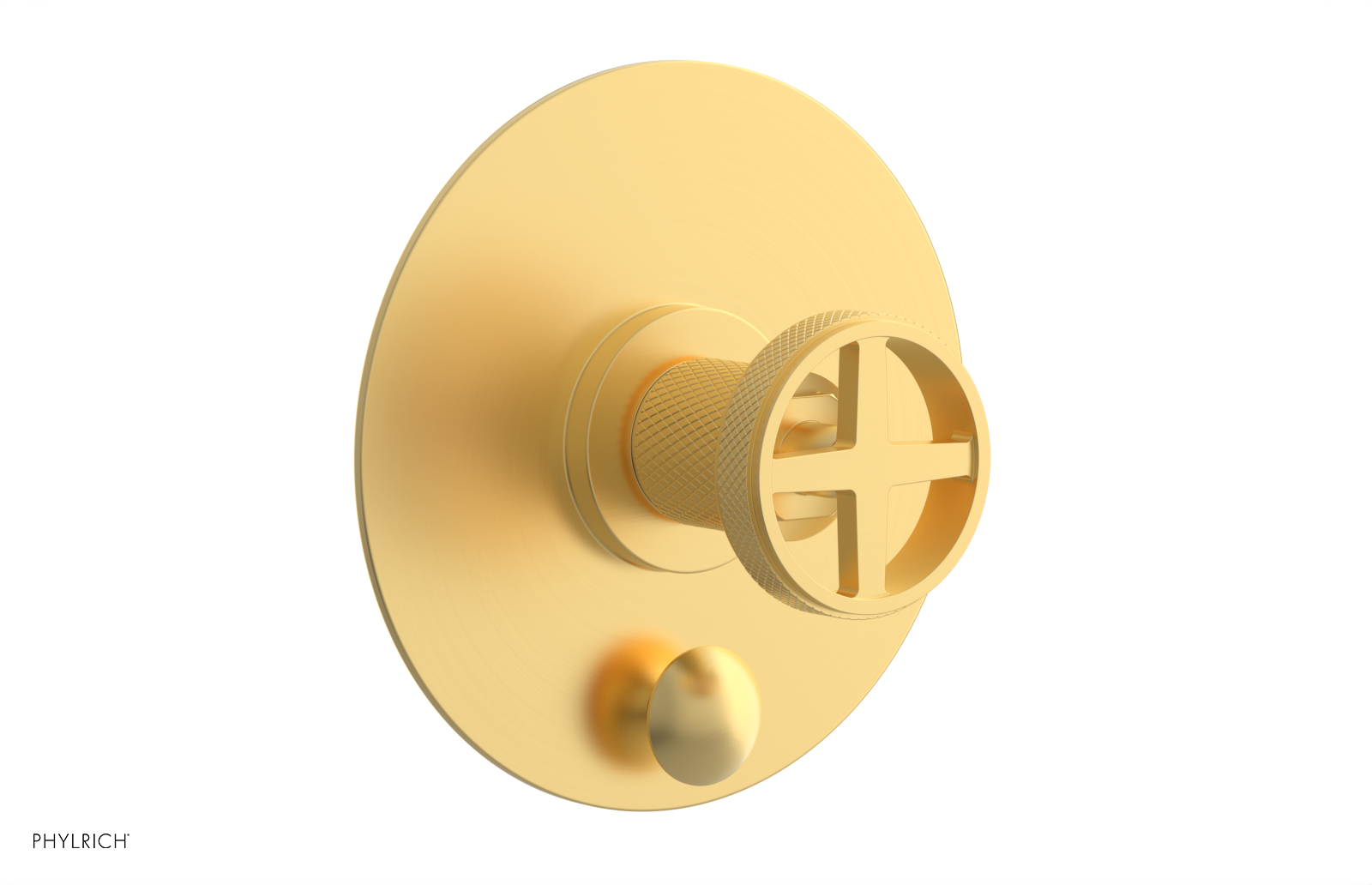 DUSTRIE - Pressure Balance Shower Plate with Diverter and Cross Handle Trim Set - Knurled 4-632