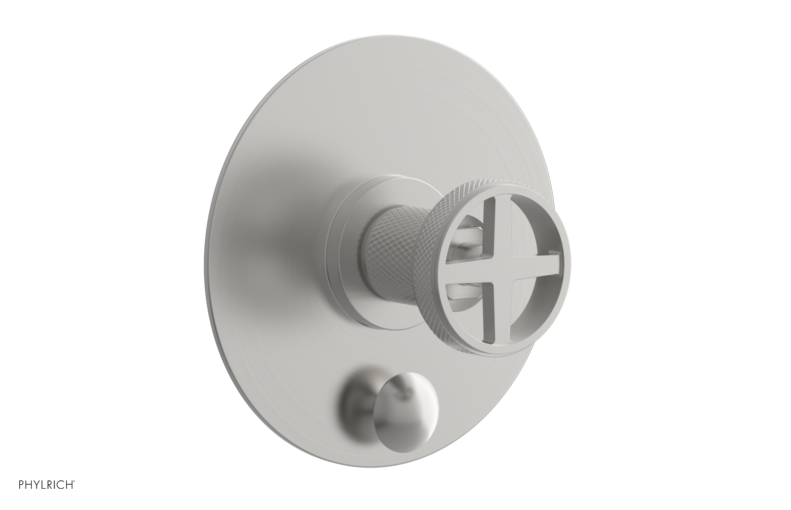 DUSTRIE - Pressure Balance Shower Plate with Diverter and Cross Handle Trim Set - Knurled 4-632